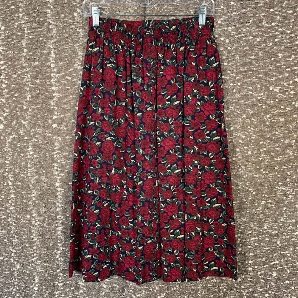 Vintage Innervisions By Ship N'Shore Pleated Floral Midi Skirt Women's M - Picture 3 of 10